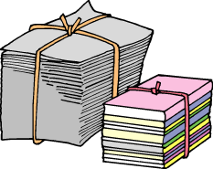 束ねた紙と雑誌のイラスト