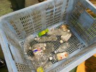 選別コンベアにて除去された異物の写真