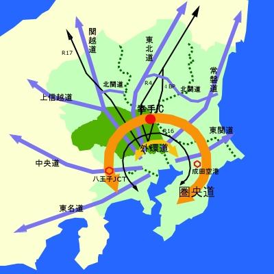 圏央道と幸手インターチェンジの場所を示したイラスト