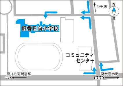 図書館香日向分館の地図のイラスト2