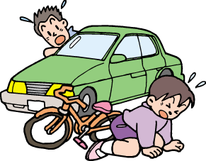車と自転車が接触事故を起こした画像
