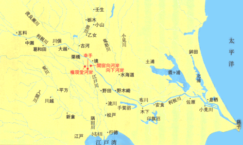 主な河岸を示した地図