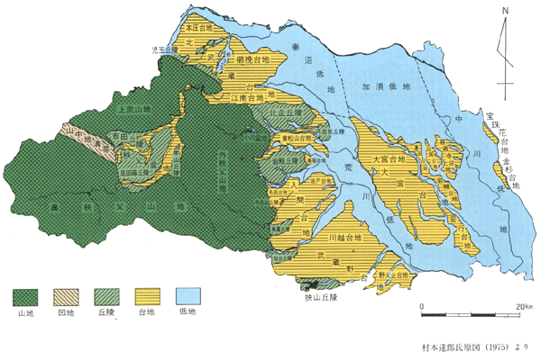埼玉県の地形概況図