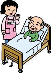 介護相談員と話をしている男性の画像
