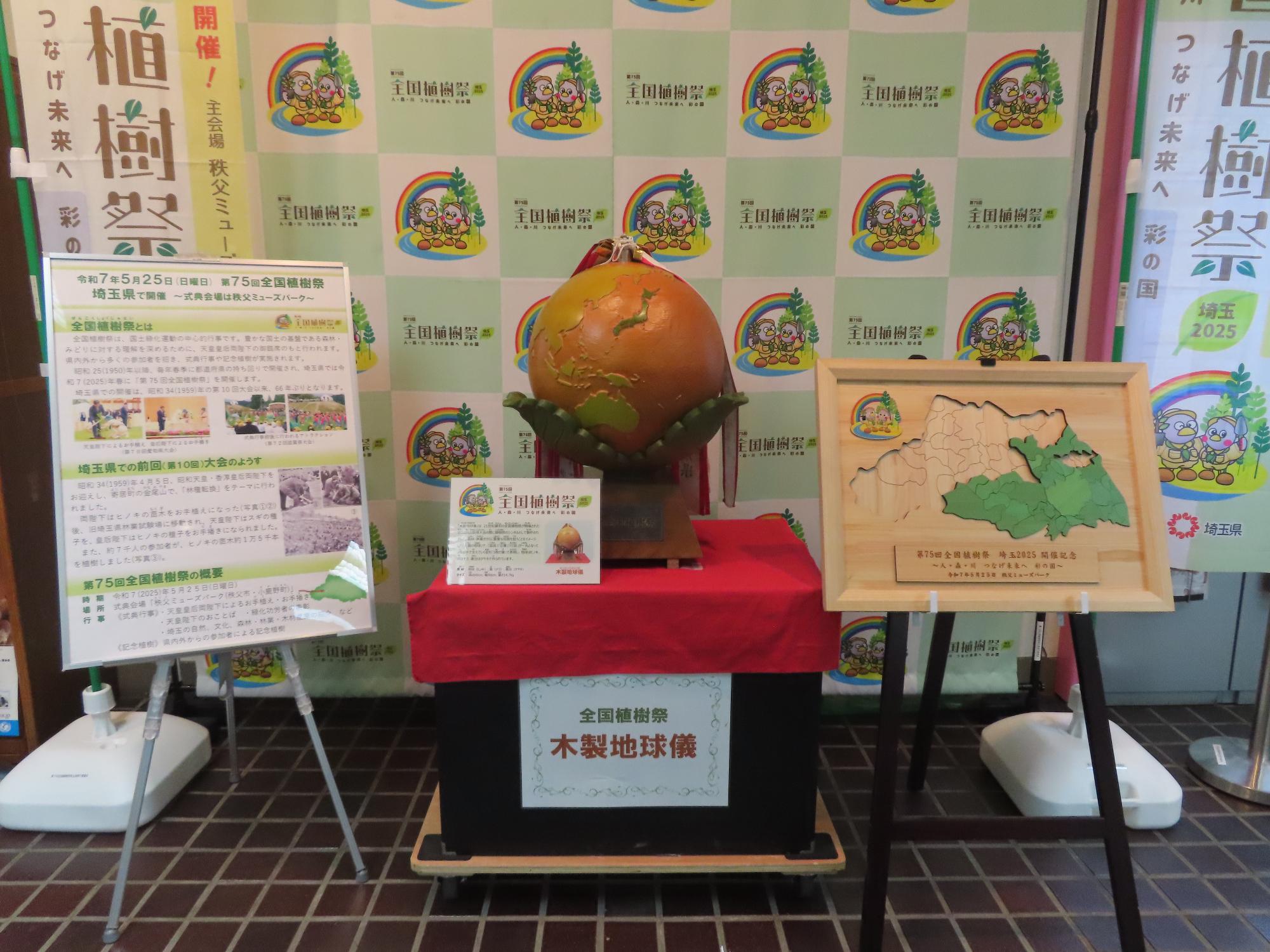 木製地球儀展示