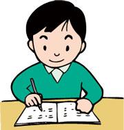 ノートに鉛筆で書き込みをしている生徒の画像