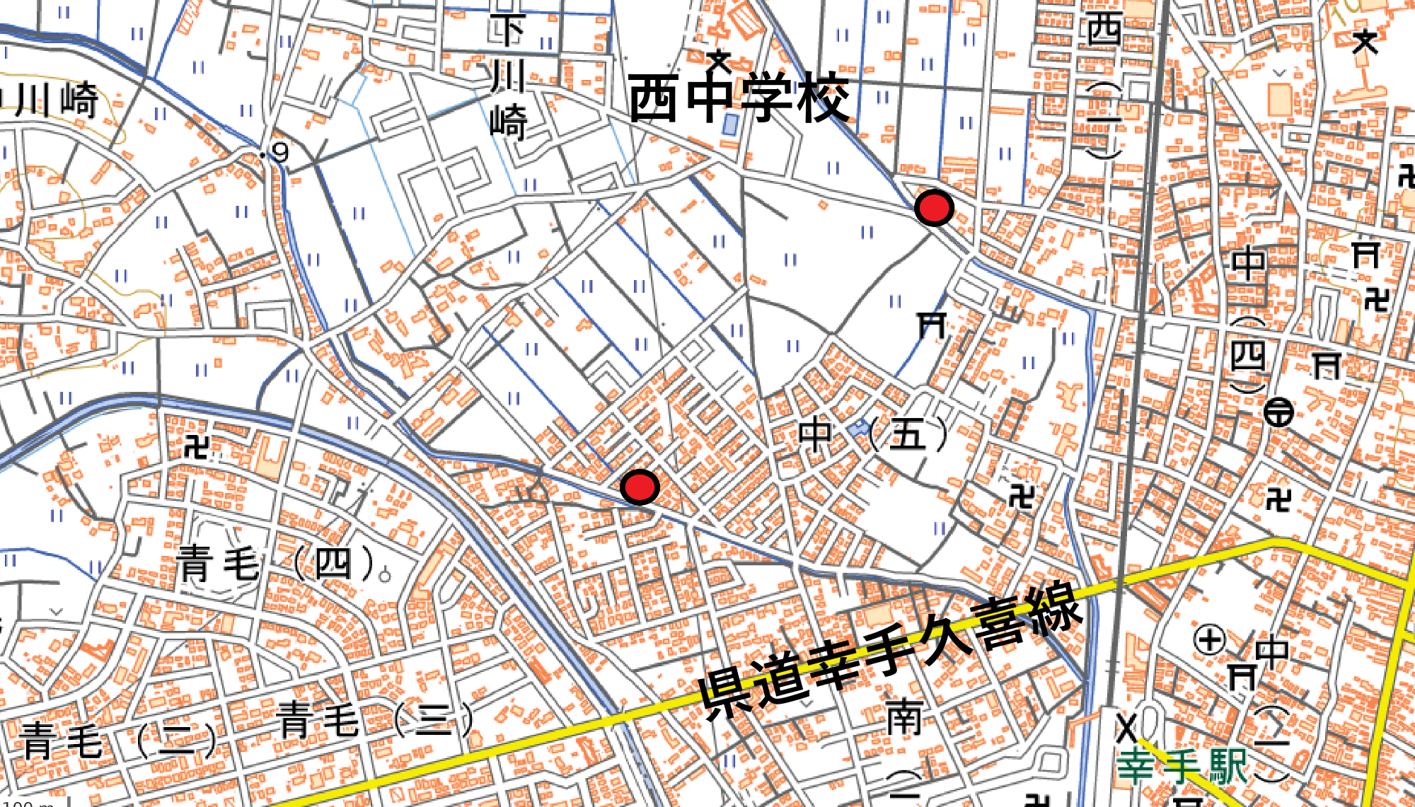 中5丁目および牛村橋に設置した排水ポンプ